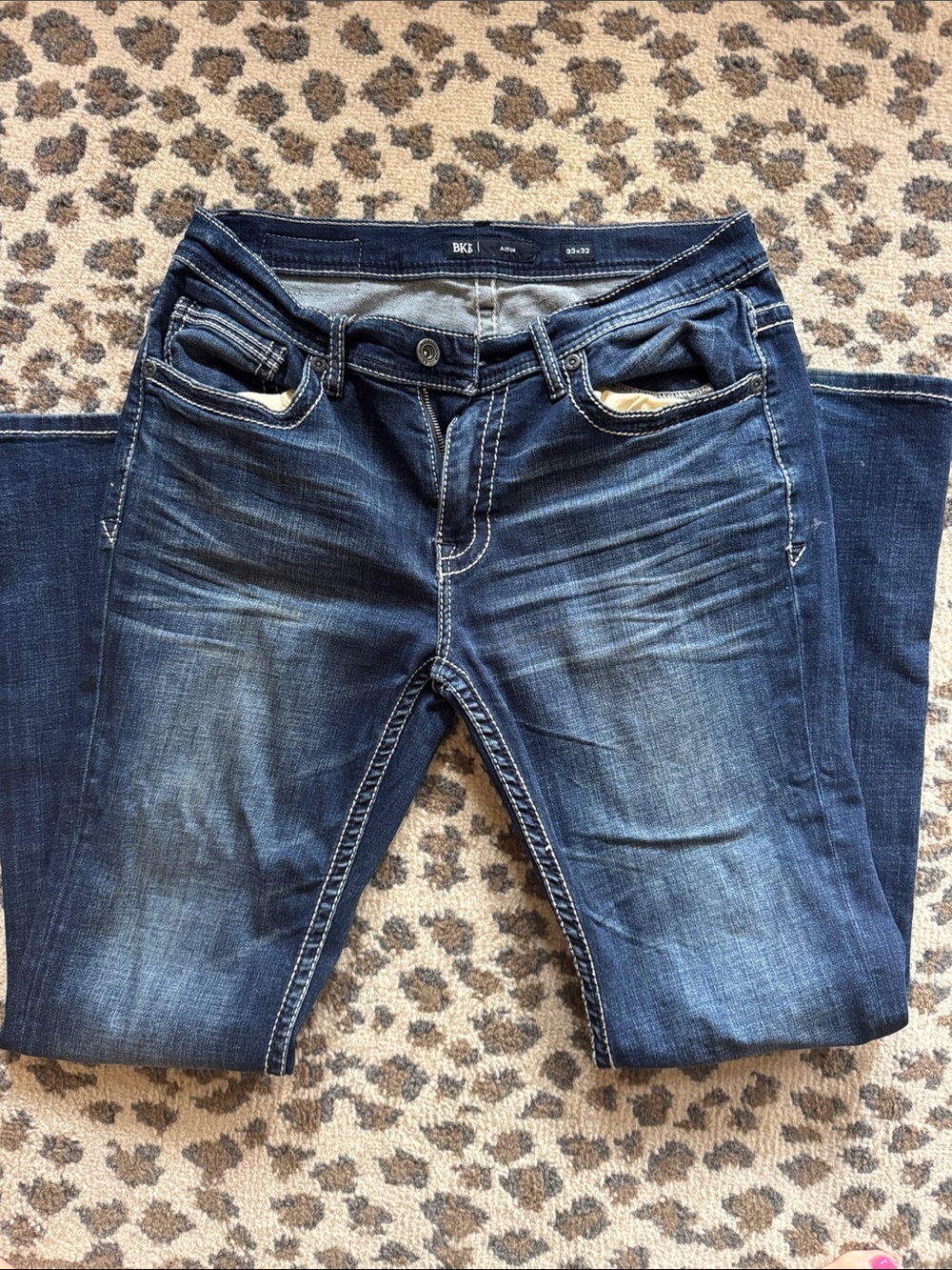 BKE Men's Dark Blue Bootcut Jeans